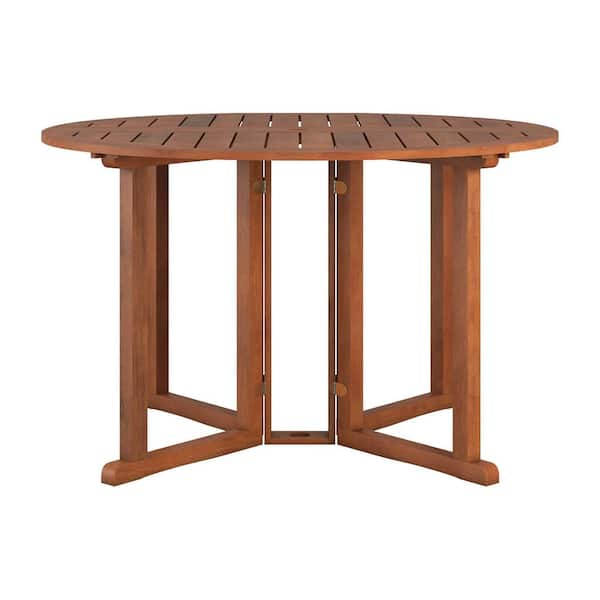 Corliving Miramar Brown Round Wood Outdoor Dining Table Pex 369 T The Home Depot Corliving Miramar Brown Round Wood, Small Round Garden Table Uk