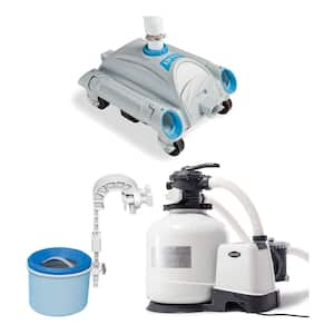 3000 GPH Pool Sand Filter Pump with Automatic Timer and Pool Vacuum and Skimmer