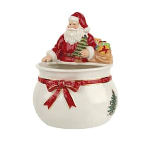 Housoutil Christmas Bowl Santa Bowl Holiday Serving Bowl with Lid Holiday Candy Bowl Fruit Bowl Noodle Bowl Soup Bowl for Winter Party Serving Decorations