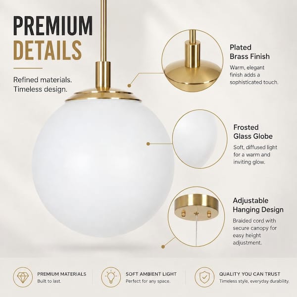 Zevni 4.7 in. 1-Light Modern Mini Globe Pendant Light with Frosted