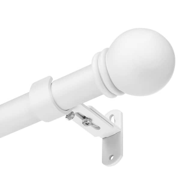144 in. Adjustable Sturdy Metal Curtain Rods in White for Windows Bath Shower, Drapery Rods with Round Finials