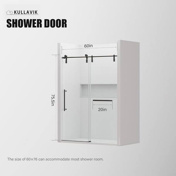 56-60 in. W x 75.5 in. H Sliding Frameless Glass Shower Door with 5/16 in. (8 mm) Clear Tempered Glass