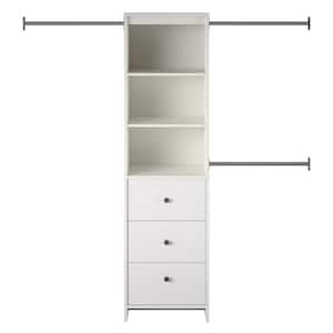 73.07 in. W x 89.1 in. W White Wall Mount Adjustable Engineered Wood Closet System with 3 Clothing Rods