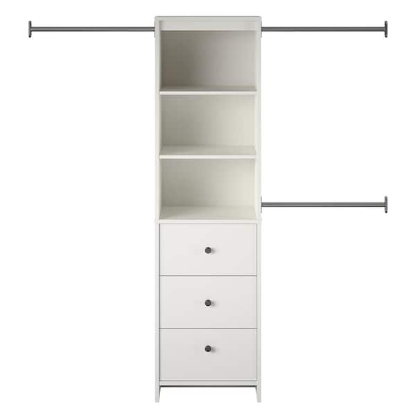 SystemBuild Evolution DE98517 73.07 in. W x 89.1 in. W White Wall Mount Adjustable Engineered Wood Closet System with 3 Clothing Rods - 1