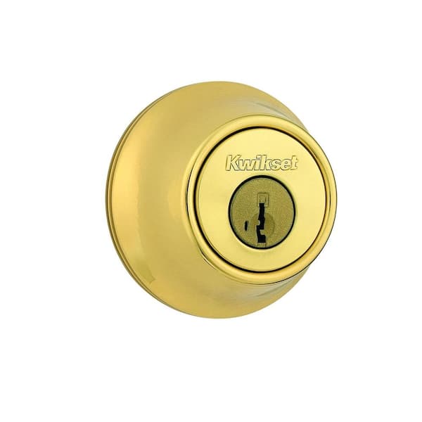 Kwikset 660 Polished Brass Single Cylinder Deadbolt Featuring SmartKey Security with Microban Antimicrobial Technology
