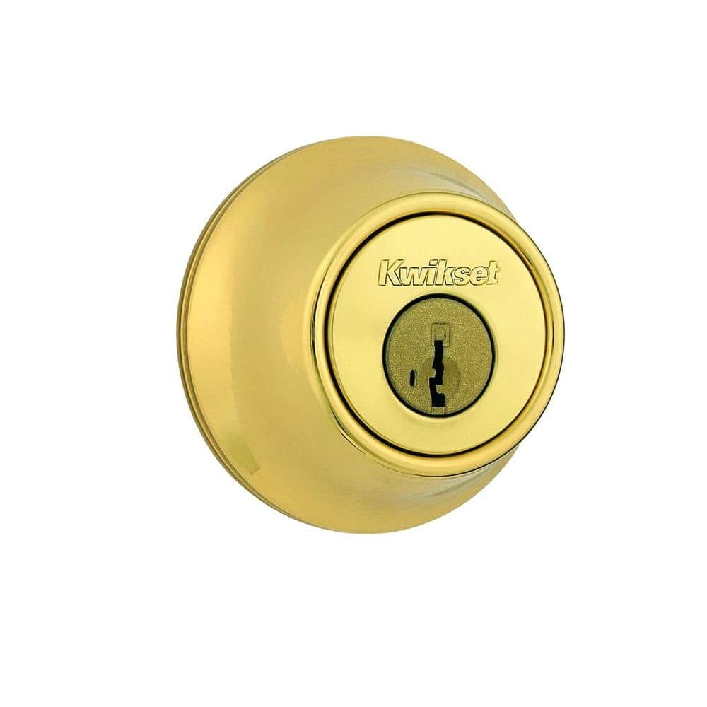Kwikset 660 Polished Brass Single Cylinder Deadbolt Featuring