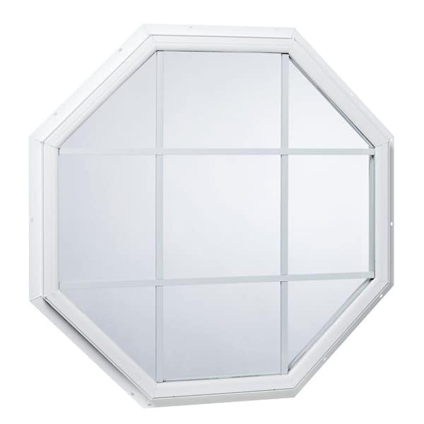 TAFCO WINDOWS 31.5 in. x 31.5 in. Fixed Octagon Geometric Vinyl Window with Grid White