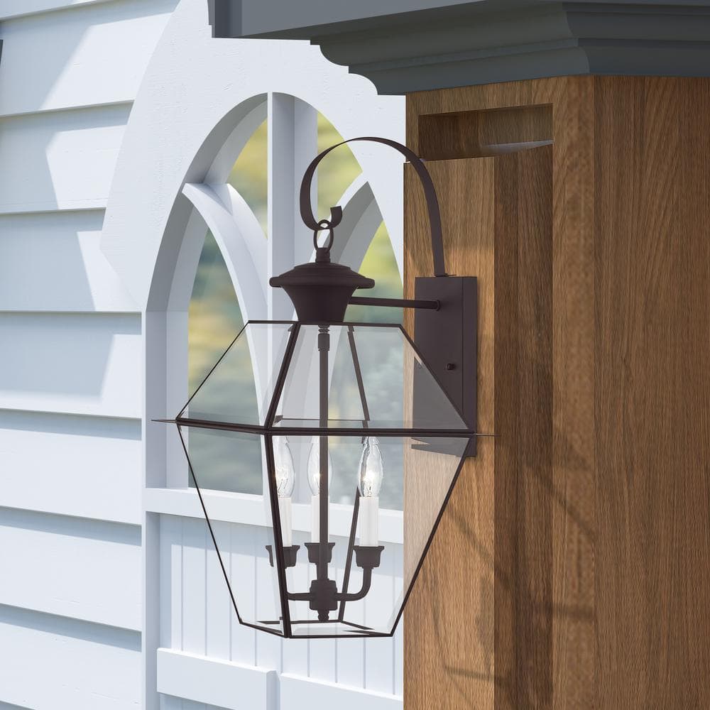 Charleston Elegance Bronze Outdoor Lantern with Clear Beveled Glass