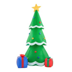 8 Foot Green Christmas Inflatable Tree with Multicolor Gift Boxes and Star Party Decoration 