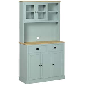 71 in. Light Blue Freestand in.g Pantry, Kitchen Buffet Hutch, Microwave Cab in.et with Drawers and Adjustable Shelves