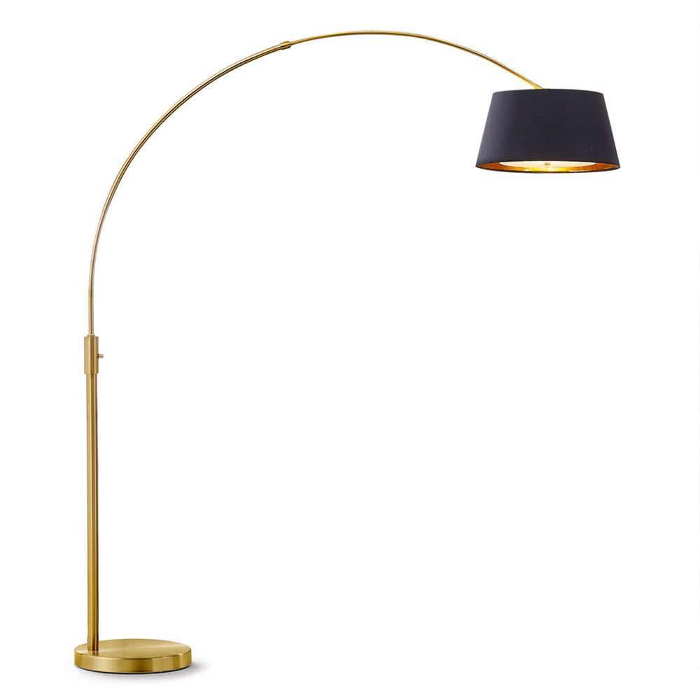 HomeGlam Orbita 82 in. Antique Brass Furnish LED Dimmable