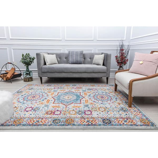 Hailey Constellation 2'6"x8' Vintage White Area Rug