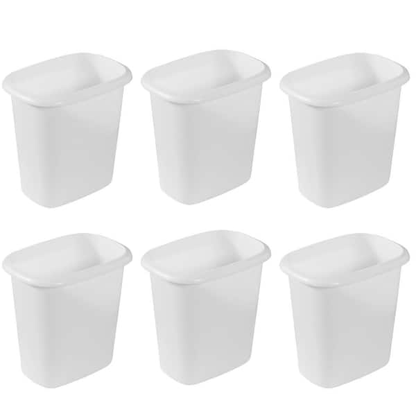 6 Qt. Bedroom, Bathroom, and Office Wastebasket Trash Can, 6-Pack