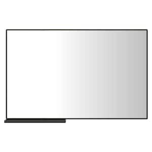 48 in. W x 30 in. H Rectangular Framed Wall Bathroom Vanity Mirror in Black with Storage Rack