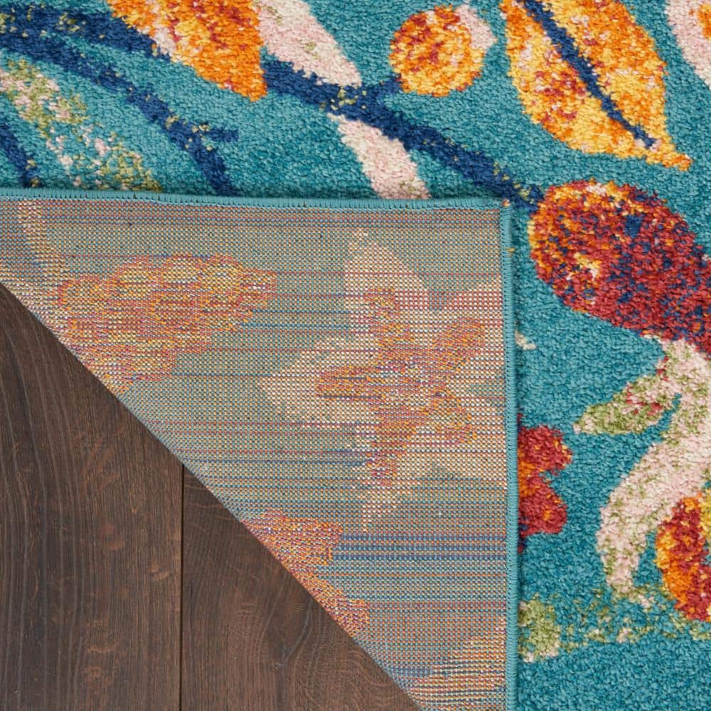 Allur Turquoise Multicolor Floral Synthetic 5' x 7' Area Rug