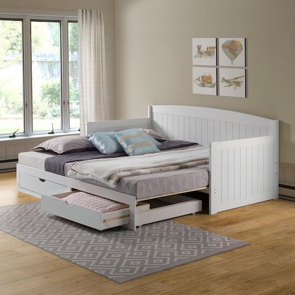 Alaterre Furniture Harmony 1 Piece White Twin Daybed with King Conversion AJHO11WH The Home Depot