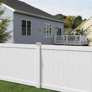 Pro Series 5 in. x 5 in. x 84 in. White Vinyl Woodbridge Routed Corner Fence Post