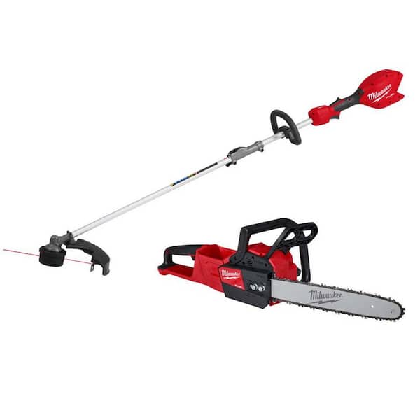 Milwaukee M18 FUEL 18V 16 in. Brushless Cordless Battery Powered QUIK-LOK String Trimmer with M18 FUEL 16 in. Chainsaw (2-Tool)