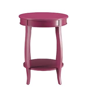 Aberta 18 in. Purple Finish Round Wood End Table