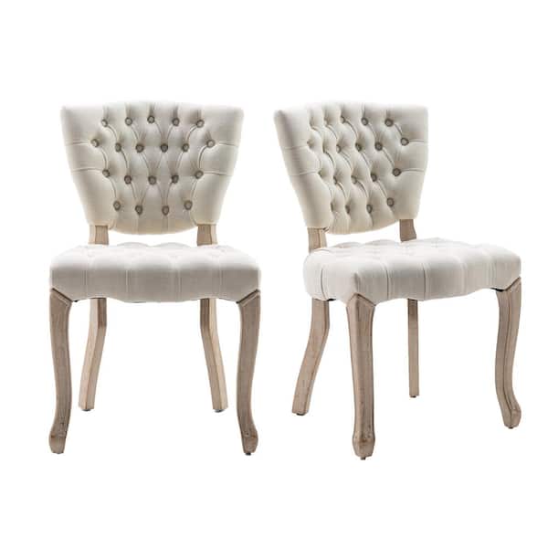 Wateday Beige Fabric Dining Side Chair (Set of 2)