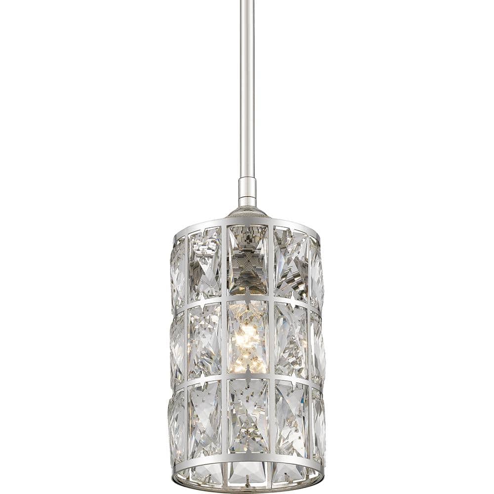 Oliver Polished Nickel Mini Pendant with Crystal Accents