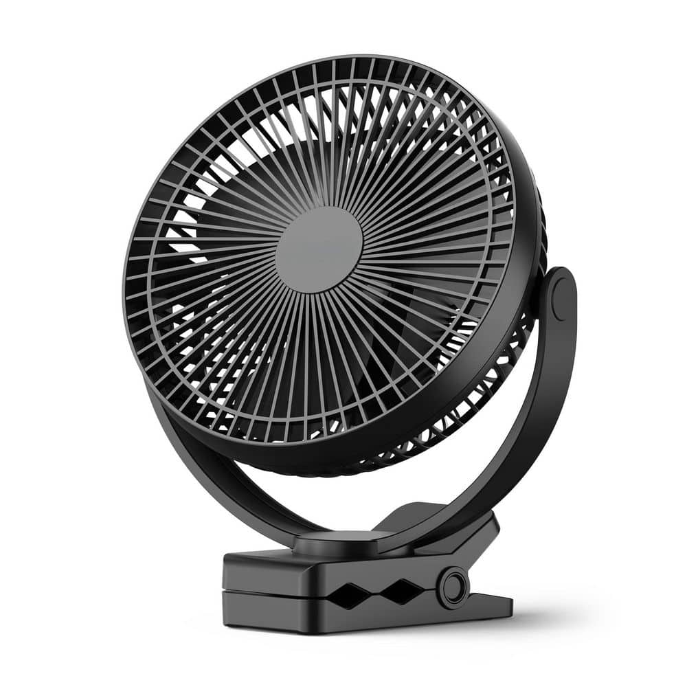 Outdoor Portable Series 8 in. Clip On Rechargeable USB Fan in Black for Office Golf Cart Camping Travel Tent (1-Pack) price history on PriceWatchPro