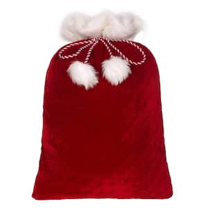 28 in. Red and White Classic Christmas Santa Bag
