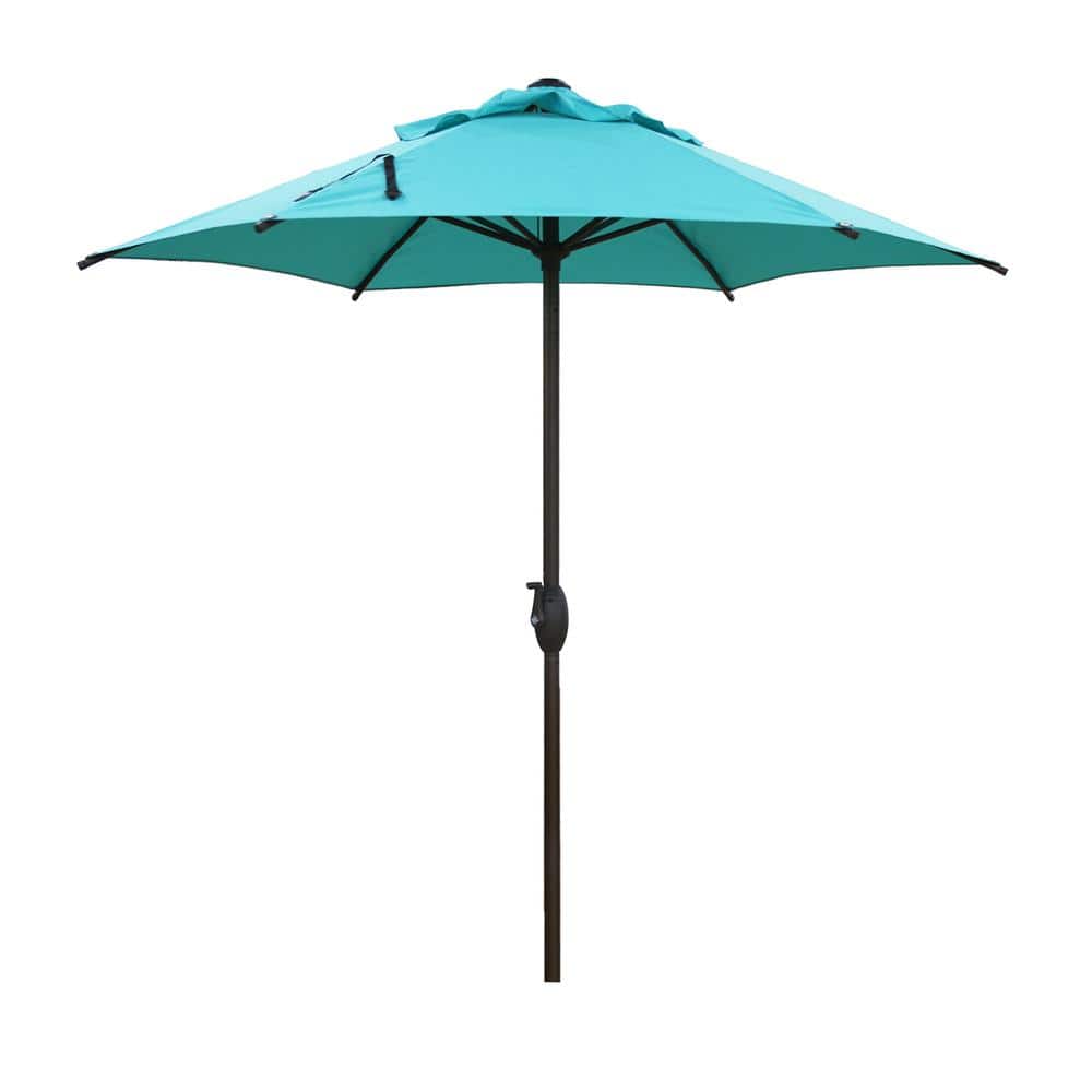 7.5 ft. Round Outdoor Market with Push Button Tilt and Crank Lift Patio Umb