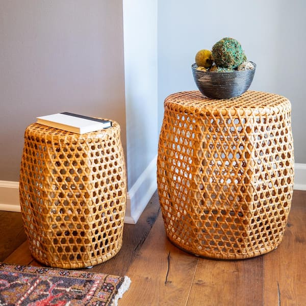 Decor Therapy Ziggy Natural Rattan Nesting Tables (Set of 2)