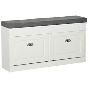 21.75 in. H x 41 in. W White Particle Board Shoe Storage Bench Entryway Storage Bench Ottoman with Cushion