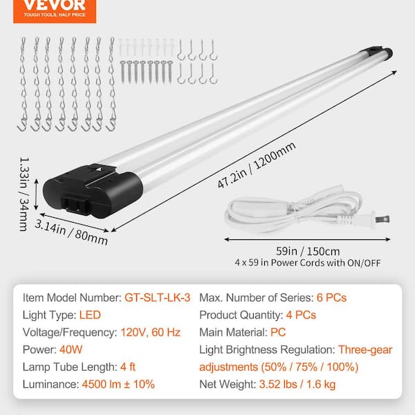 40W LED Magnetic Strip Kit - Three 2ft Pcs and LED Driver - Dimmable