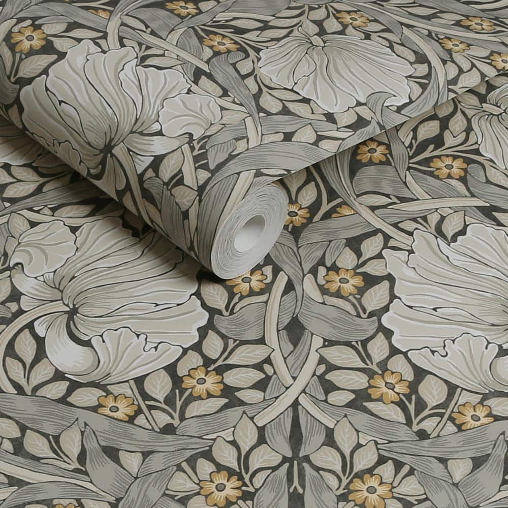 Pimpernel Grey Matte Floral Wallpaper Roll