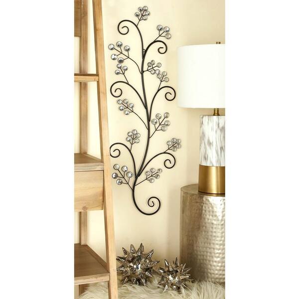 Litton Lane 14 in. x 37 in. Glitz-Inspired Iron Scrollwork Tree Wall Sculpture