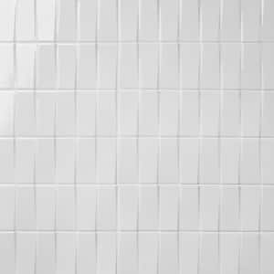 Colorwave Steps White 4.43 in. x 17.62 in. Polished Crackled Ceramic Wall Tile (7.62 Sq. Ft./Case)