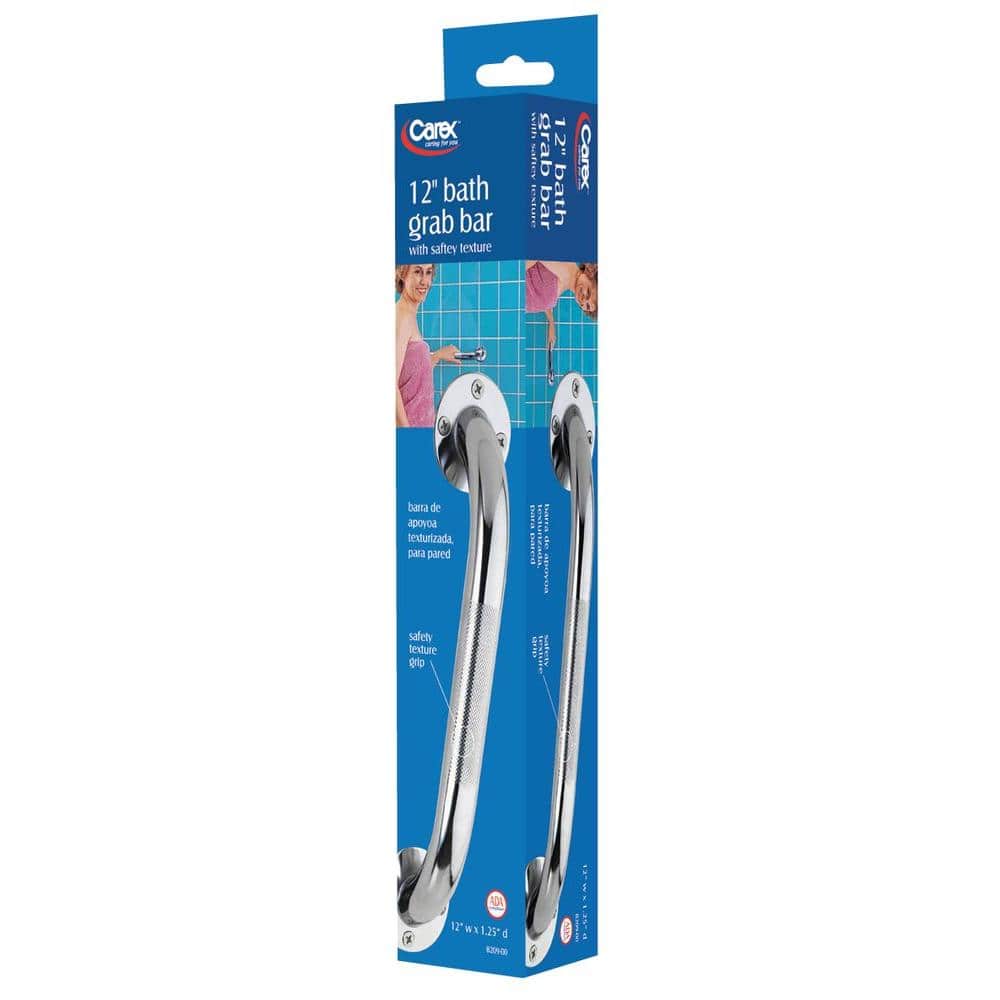 12" Chrome Knurled Stainless Steel Bathroom Grab Bar
