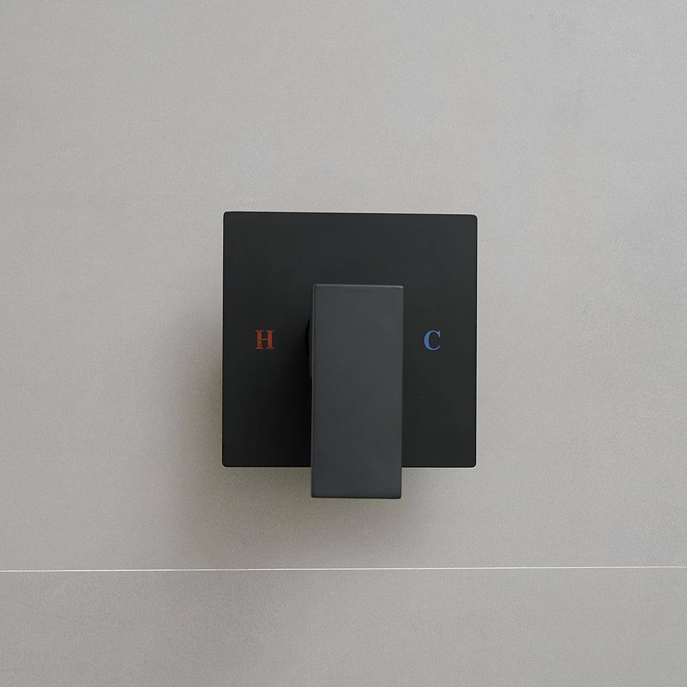 Matte Black Stainless Steel Square Rainfall Shower Faucet Set