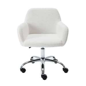 White Rustic Sherpa Office Arm Chair