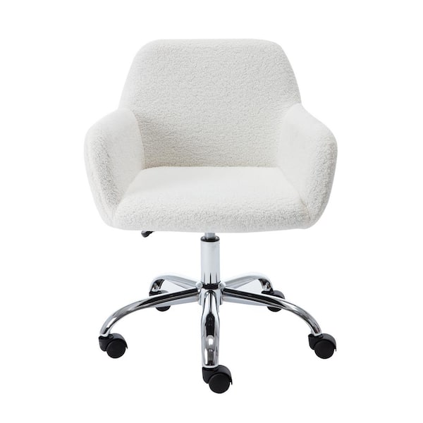 LUCKY ONE White Rustic Sherpa Office Arm Chair