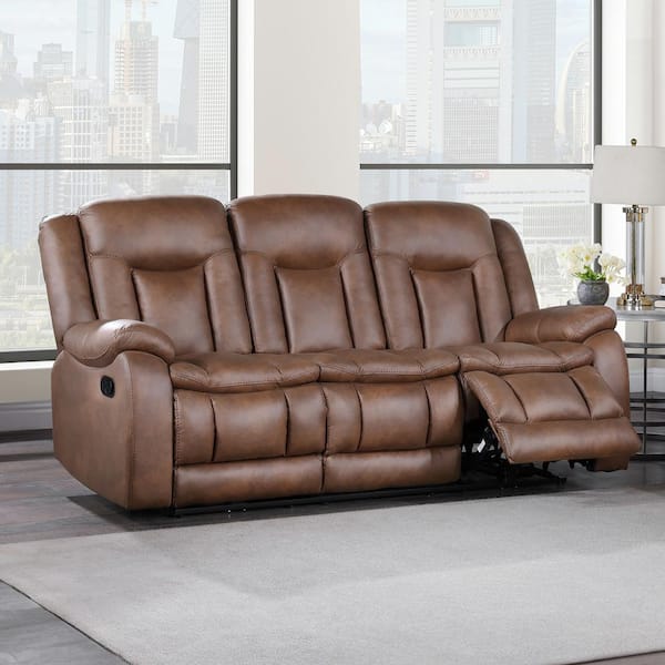 NEW CLASSIC HOME FURNISHINGS New Classic Furniture Morello 88.5 In. Track Square Arm Polyester Rectangle Sofa in. Brown