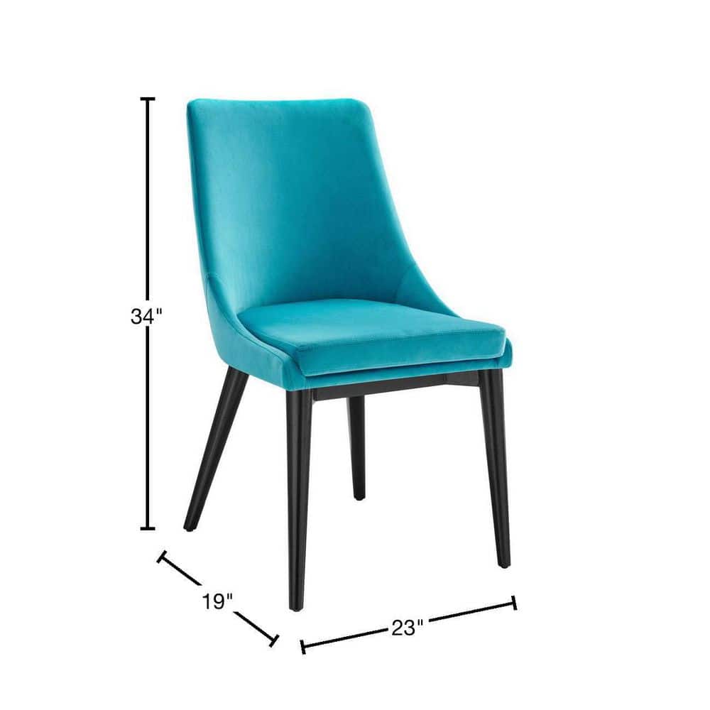 Elegant Blue Velvet Upholstered Dining Chair with Metal Legs