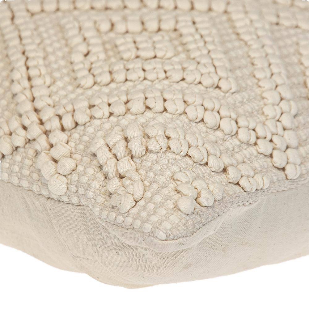 Off-White Cotton Geometric 20" Square Pillow
