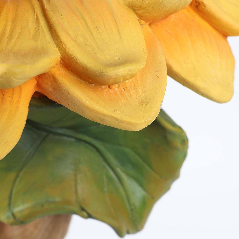 Yellow Sunflower Resin Birdbath with Ladybug Accent