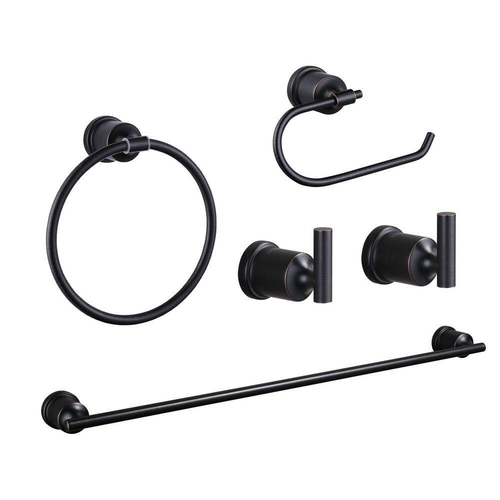 5-Piece Bath Hardware Set with Towel Bar, Toilet Paper Holder, Towel Ring and Towel Hook Included in Oil Rubbed Bronze price history on PriceWatchPro