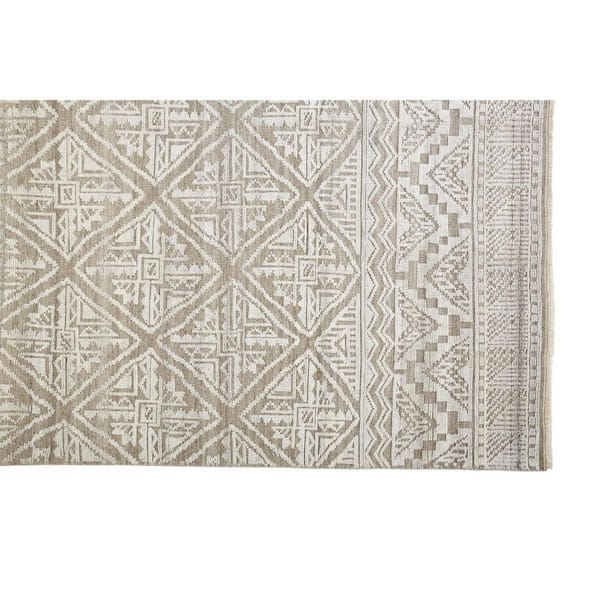 2 ft. x 8 ft. Gray, Ivory Geometric Area Rug
