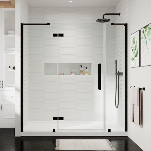 OVE Decors Tampa 72 in. L x 32 in. W x 75 in. H Alcove Shower Kit with Pivot Frameless Shower Door in ORB and Shower Pan