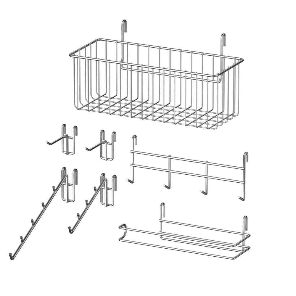 Silver Steel 7-Piece Wire Rack Accessories Kit