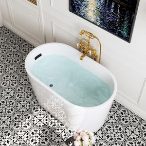 47 in. x 26.8 in. Soaking Bathtub with Side Drain in White/Matte Black