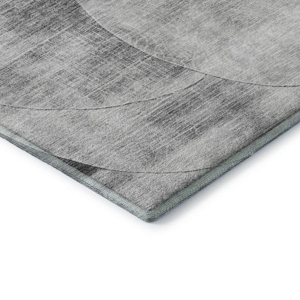 Mayfield Premium Machine Washable Abstract AMF1140 Gray 10 ft. x 14 ft. Area Rug