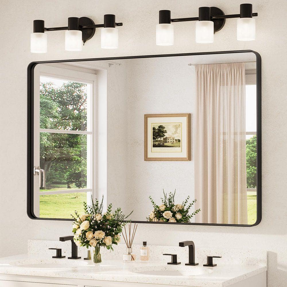 TETOTE 55 in. W x 36 in. H Modern Rectangular Aluminum Framed Wall
