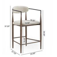 CHRISTOPHER KNIGHT HOME Boise 37.25 in. Beige Low Back Wood and Metal Frame Counter Bar Stool (Set of 2) Extra Tall, Coffee Gold and Black 120583